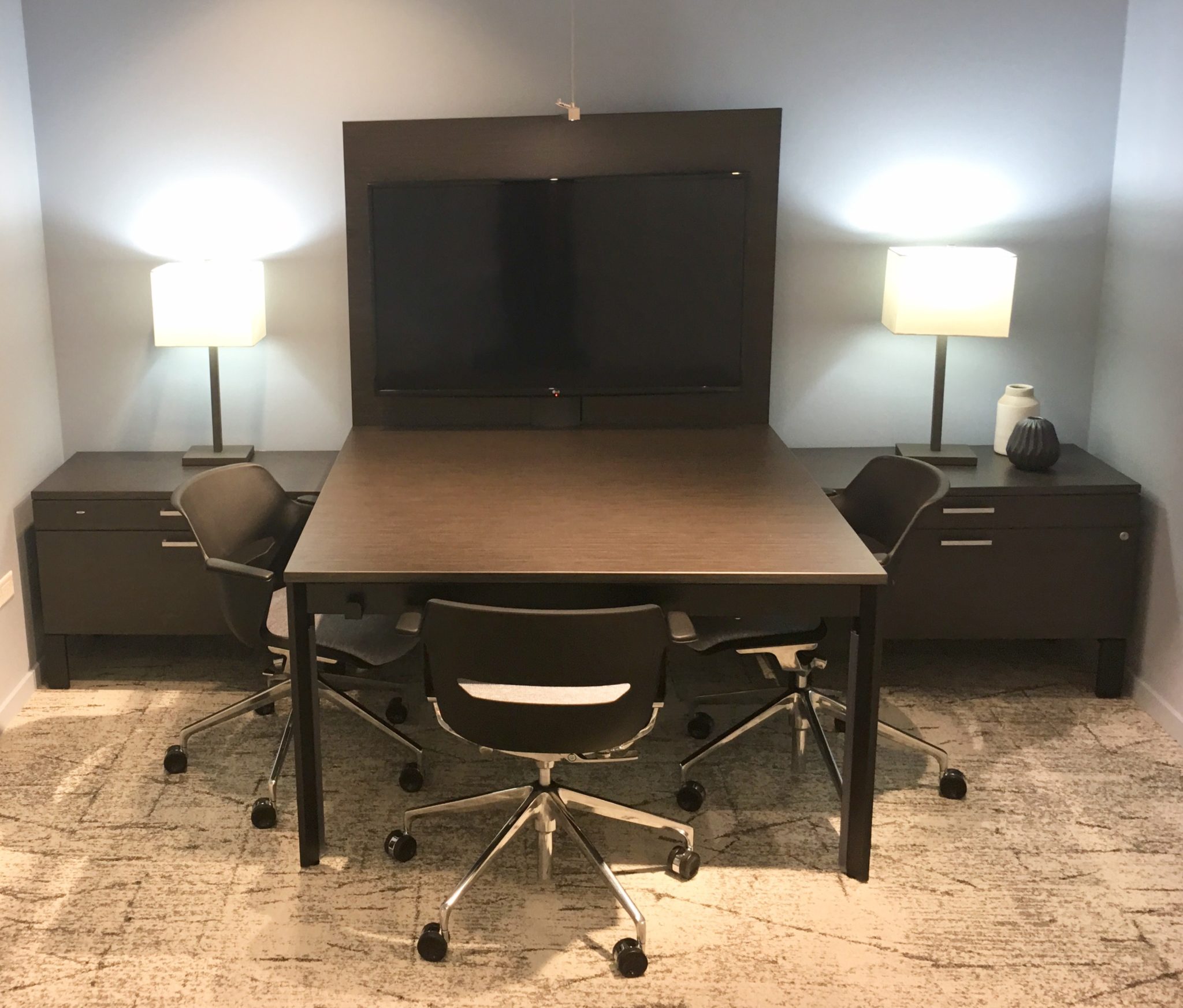 Conference Table Desk with Screen and Storage